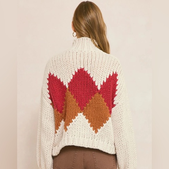 Vici Argyle Chunky Knit Sweater - Picture 2 of 5